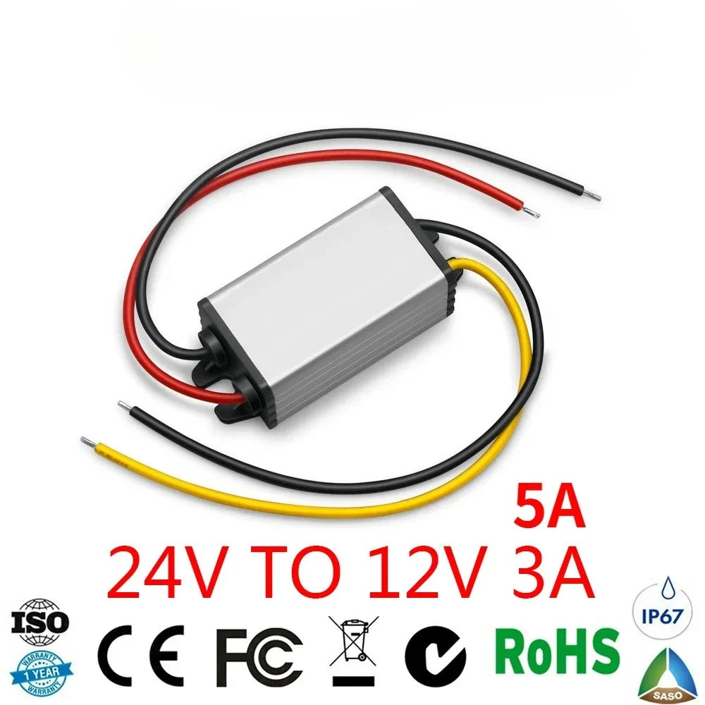 DC 24V to 12V 3A 5A 15V-40V to 12V Step Down Buck Converter Voltage Regulator Power Supply for LED Light Car Truck Boat CE Oasis Select
