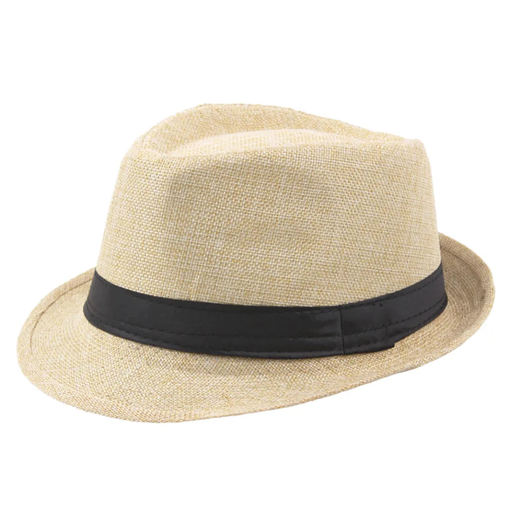 Cycling Caps Men Kids Jazz Hat Old Man Cap Short Brim Solid Color Cuban Cap Panama Hat Breathable Fedora Hat Casual Straw Oasis Select