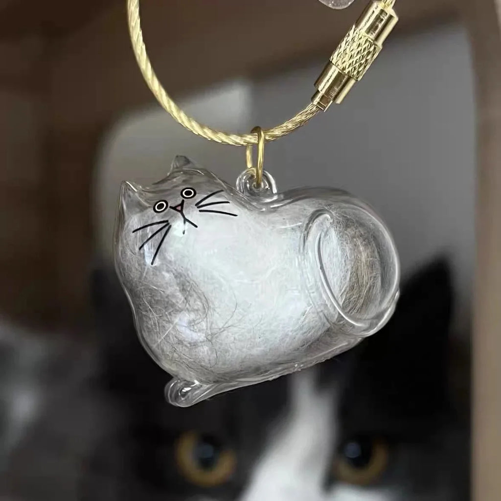 Transparent Cat and Dog Hair Storage Box, Pendant, Gashapon, Cat Hair Storage Capsule, Gashapon Bag, Keychain, Hanging Accessory Oasis Select Fat cat lying down