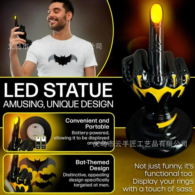 Resin Middle Finger Statue with LED Light - Bold Desktop/Patio Ornament Oasis Select