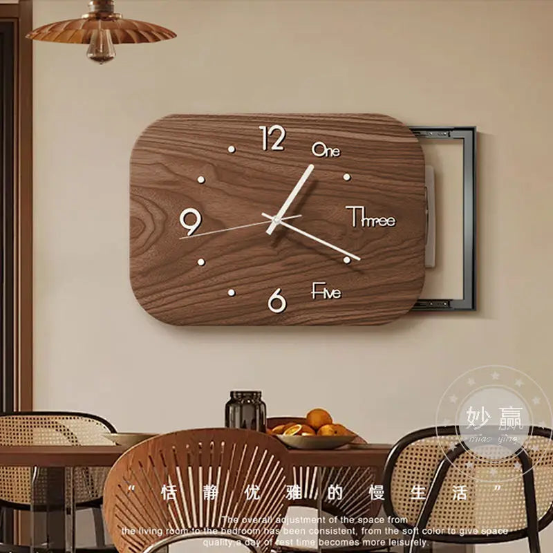 The New Chinese Ancient Decorative Painting with Time Clock Meter Box Block Distribution Box Hanging Picture Decorative Clock Oasis Select