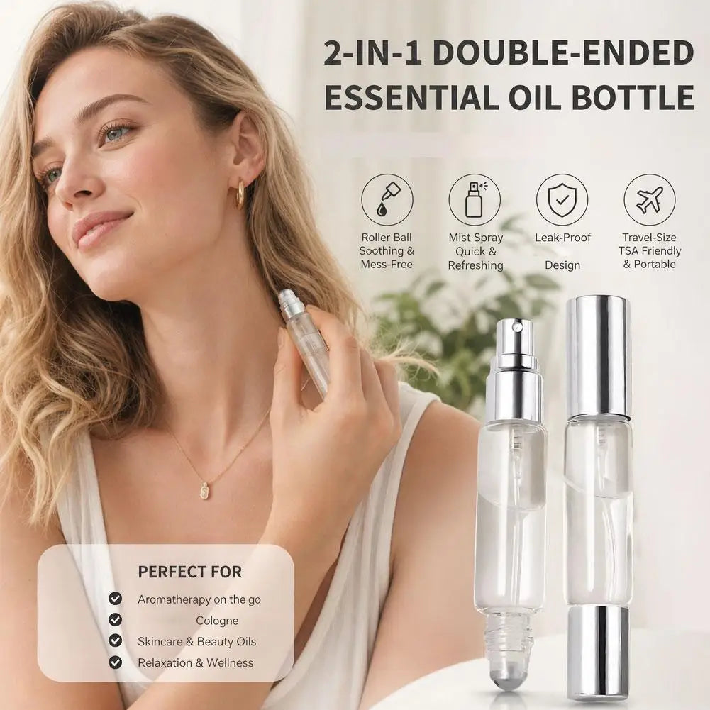 10ml Dual-End Refillable Glass Bottle – Sprayer & Roller Top Refillable Travel Bottle Oasis Select