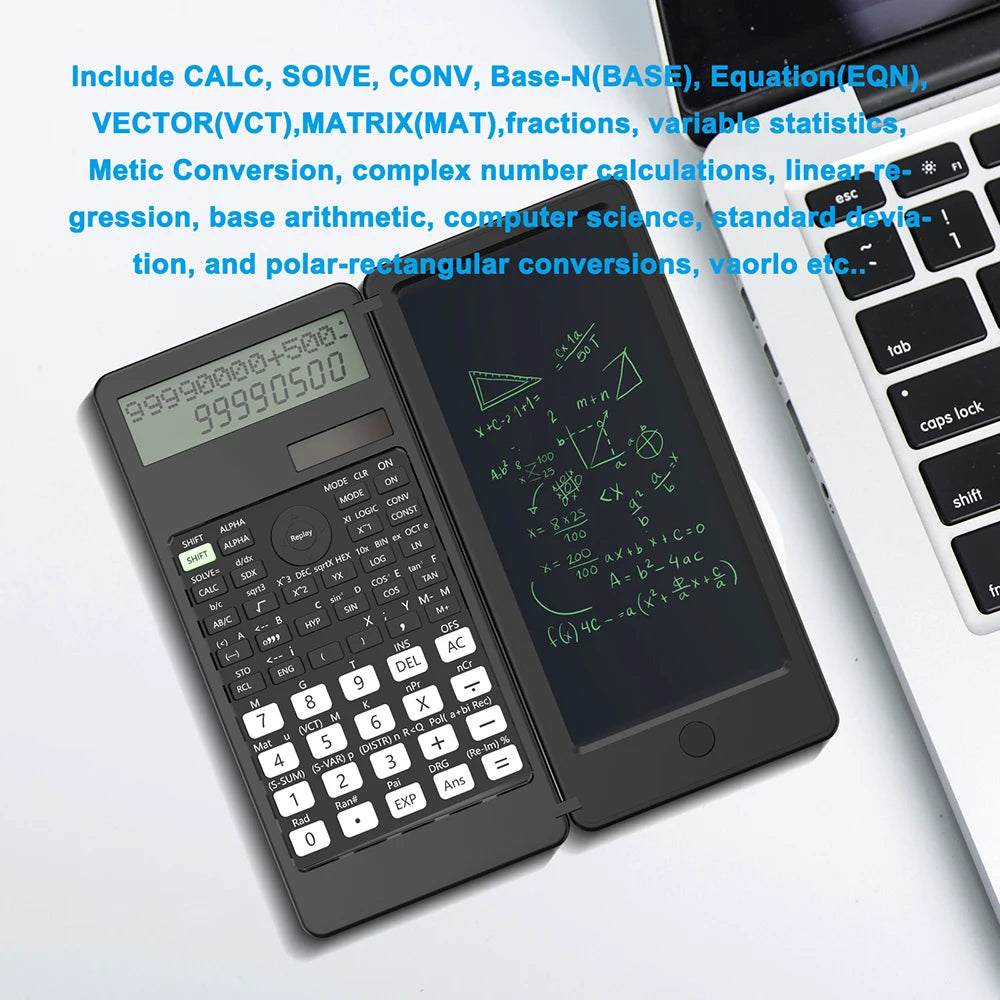 Solar Scientific Calculator With 6 Inch Writing Tablet Foldable 401 Computing Functions Professional Calculators PK 991MS 991ES Oasis Select