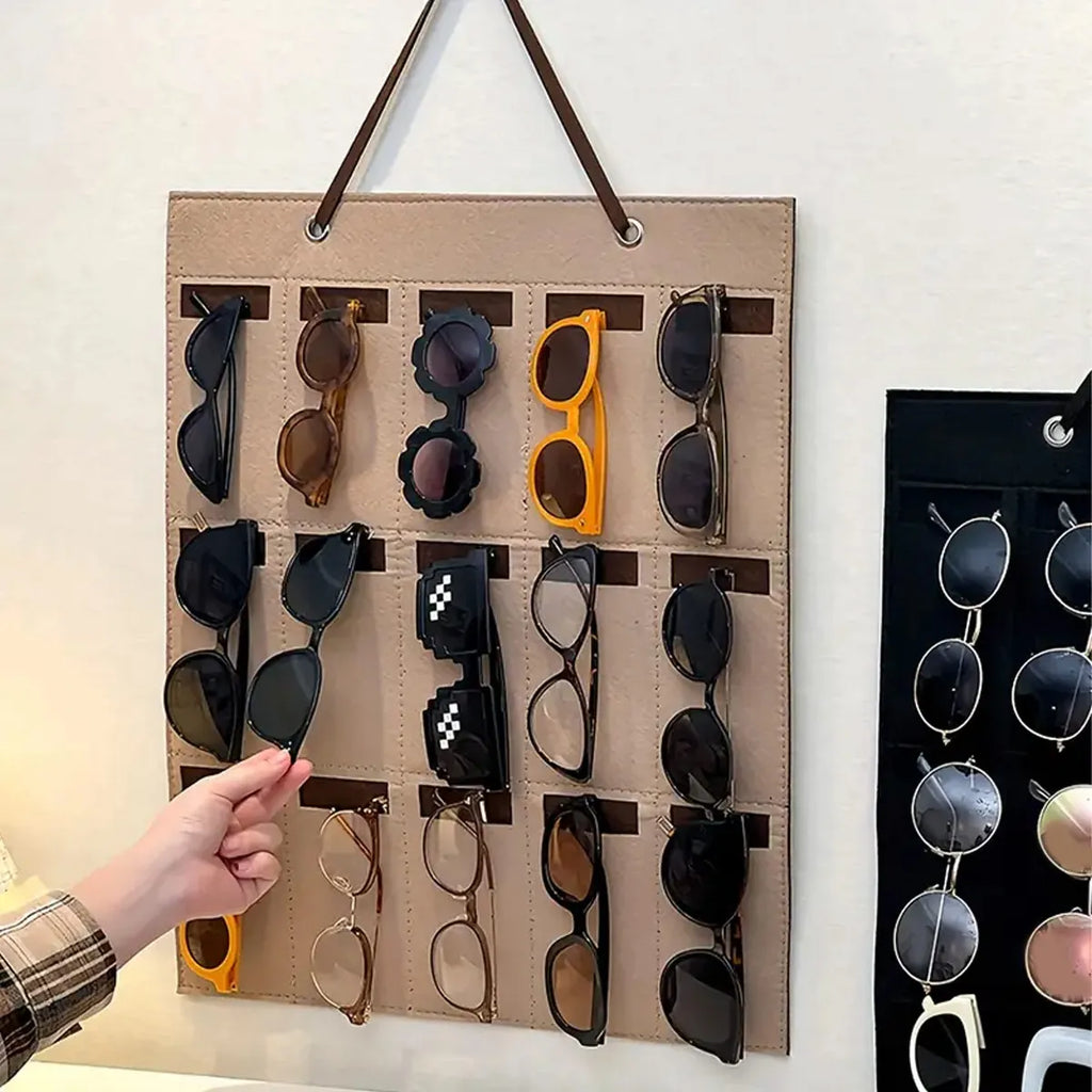1pc Foldable glasses hanging bag, sunglasses storage rack, wall mounted sunglasses storage bag, glasses display rack Oasis Select