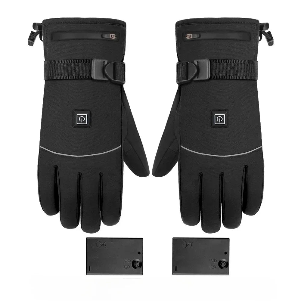 Heating Gloves Electric Heated Winter Waterproof Skiing Gloves Touch Screen Motorbike Racing Riding Gloves Cold Protection Oasis Select black