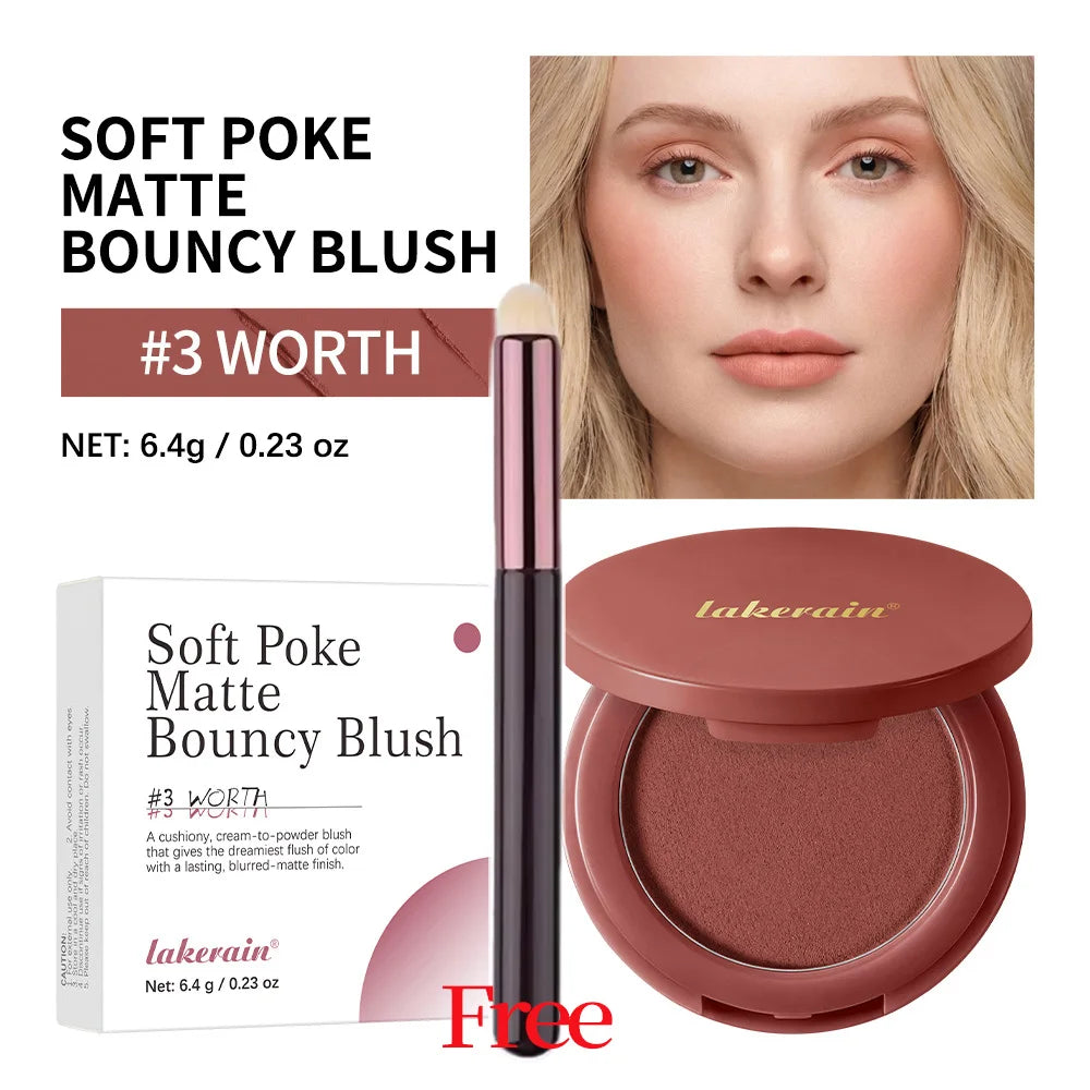 Lakerain Soft Mousse Blush & Brush – Velvety Matte Finish Mousse Blush Oasis Select 03 Worth