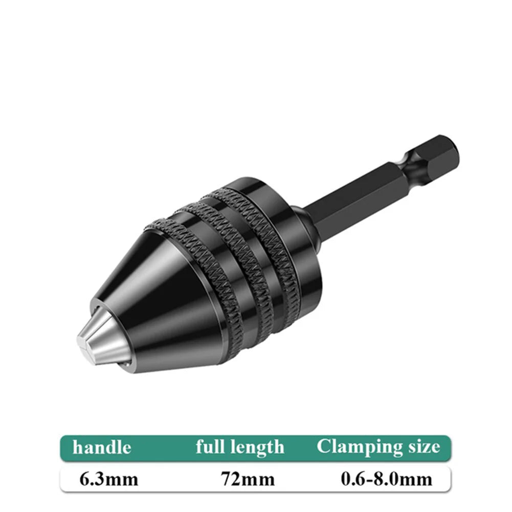 Drill Chuck Keyless Screwdriver Impact Driver Adaptor Electric Micro Motor Clamp 6.35mm Hex Shank Quick Change Converter Oasis Select 0.6-8.0mm