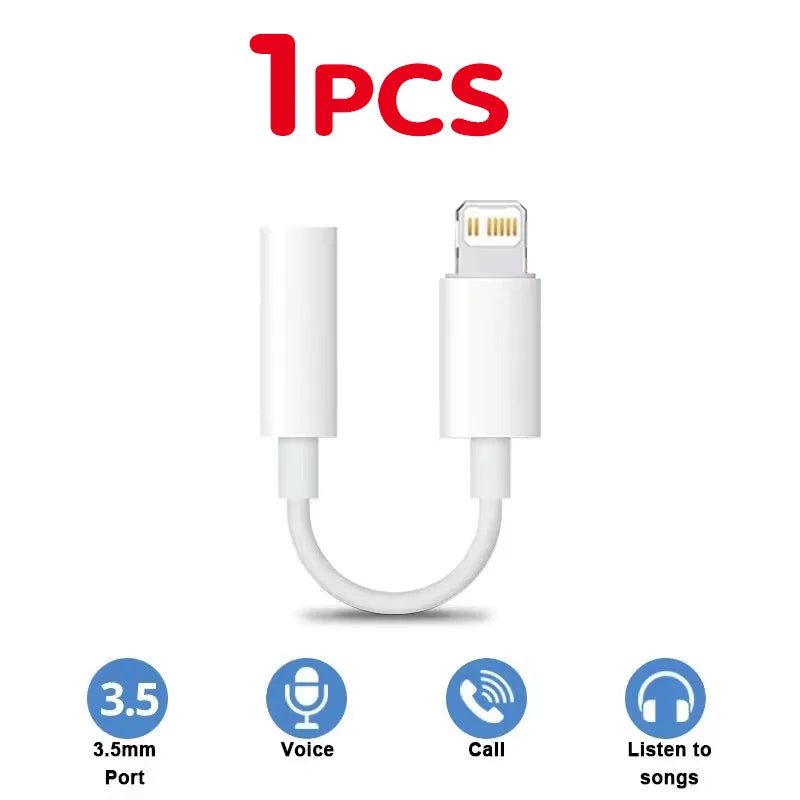 1-8pcs For Lighting Headphone Adapter for IPhone 11 12 13 14 Pro Max 12Mini SE XR X 8 7 + IOS To 3.5 Mm Jack AUX Audio Cable Oasis Select 1PCS