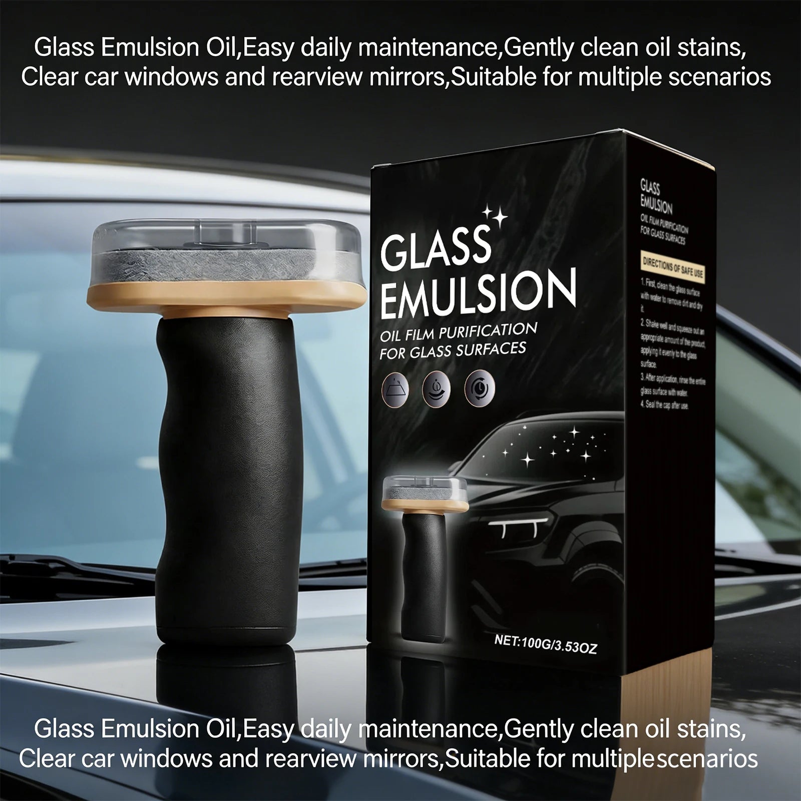 Handheld Glass Emulsion Oil Film Purification for Glass Surfaces Improve Clarity Windows Rearview Mirror Auto Glass Cleaning Oasis Select