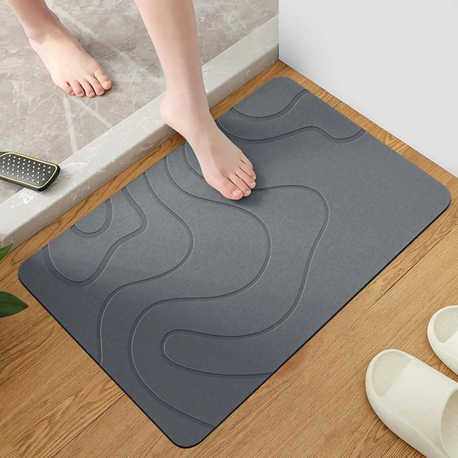 Toilet Door Non-slip Mat Absorbent Stone Bath Mat Entryway Rugs Bathroom Rugs Floor Mat Quick Drying Diatomite Stone Shower Mat Oasis Select
