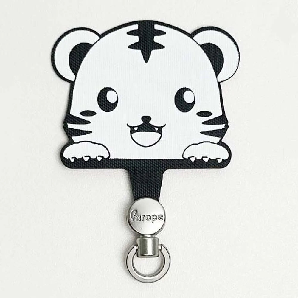 Cartoon Panda Phone Tether Tab Safety Connecter 360 Rotatable Mobile Phone Gasket Detachable Metal Ring Cellphone Lanyard Patch Oasis Select Cute tiger