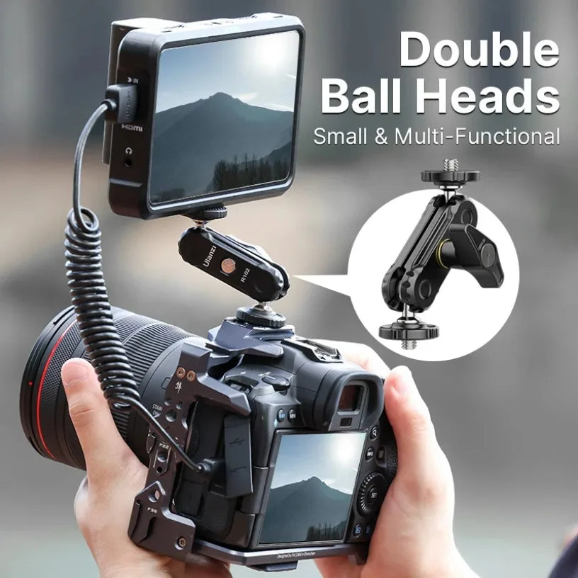 Metal Double Ball Heads Magic Arm With 1/4''Screw Extend Mount for DSLR Camera Monitor Video Mic Tripod Monitor Video Mic Tripod Oasis Select