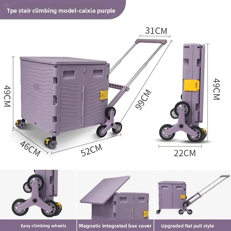 Multi-functional Outdoor camping folding shopping cart household trolley storage box Oasis Select Purple B