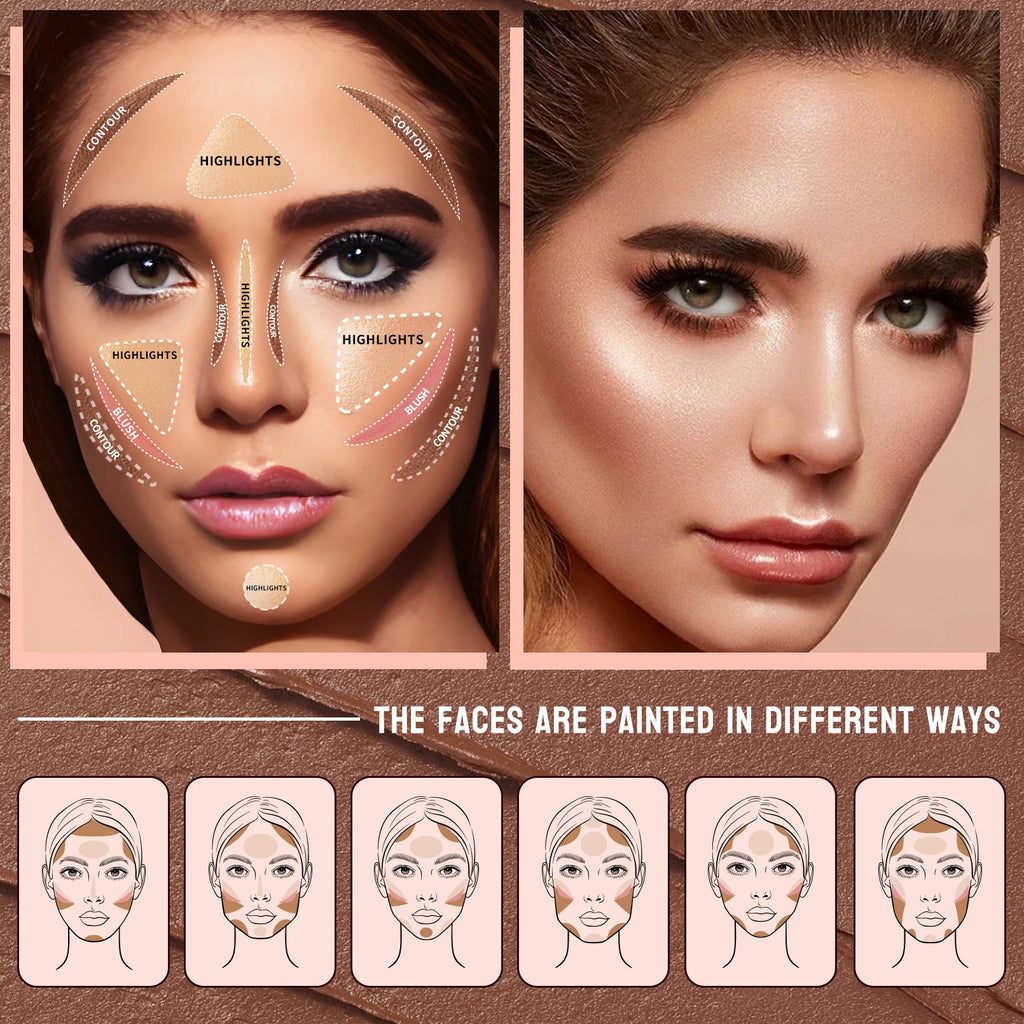 Hello Kiss 3-Piece Cream Contour Set – Contour, Highlight & Blush