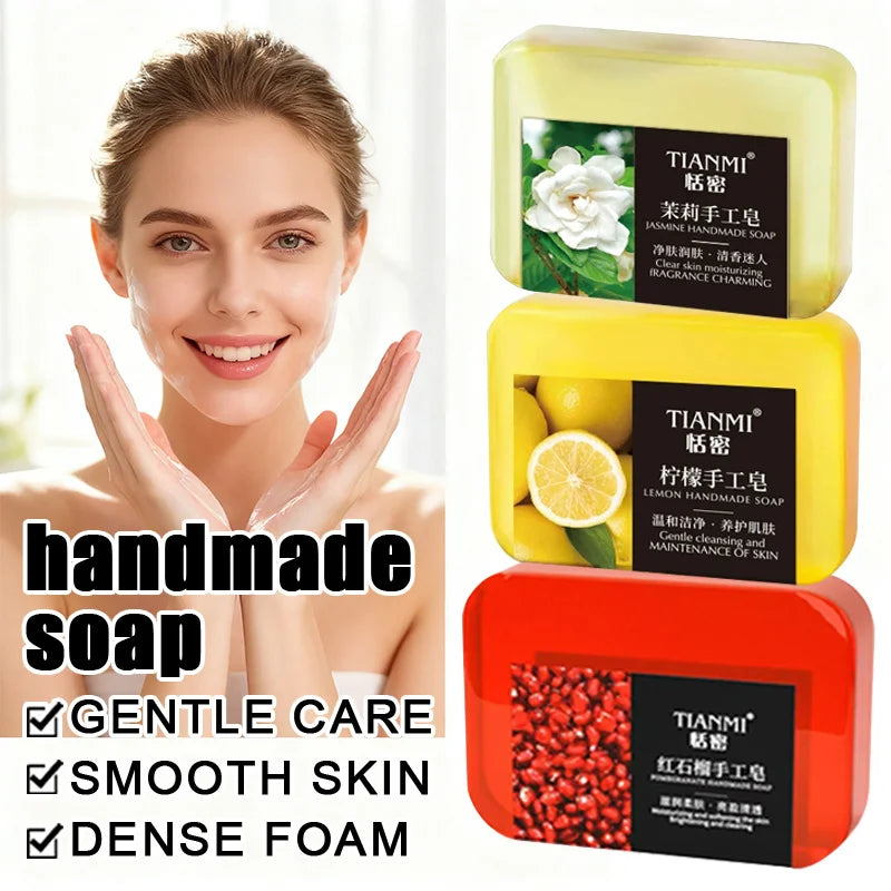 6PCS Fruit & Flower Scented Handmade Soap (Lemon, Jasmine, Sandalwood, and 3 Other Fragrances) – Gentle Facial Cleansing Oasis Select
