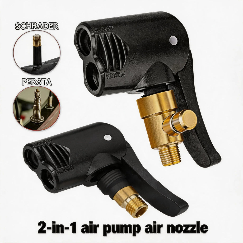 Metal Air Chuck Durable Universal 2-in-1 Bicycle Pump Nozzle Adapter Valve Connector for Car Motorcycle Bike Tire Inflator Tool Oasis Select