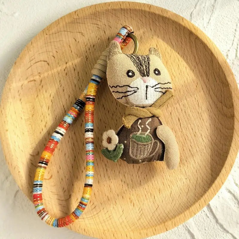 Handmade Cartoon Animal Fabric Keychain | Cute Backpack Pendant Fabric Keychain Pendant Oasis Select E