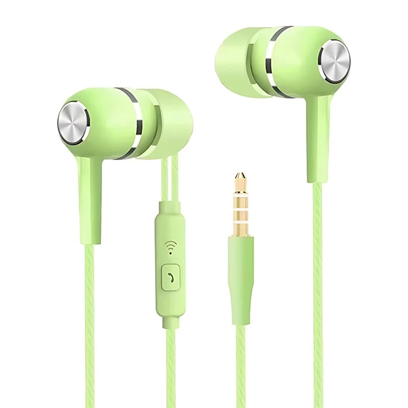 3.5mm Wired Earphone In Ear Headset HIFI Heavy Bass Earbuds Monitor Sports Headset Stereo Music Gaming Headphone With Microphone Oasis Select Green