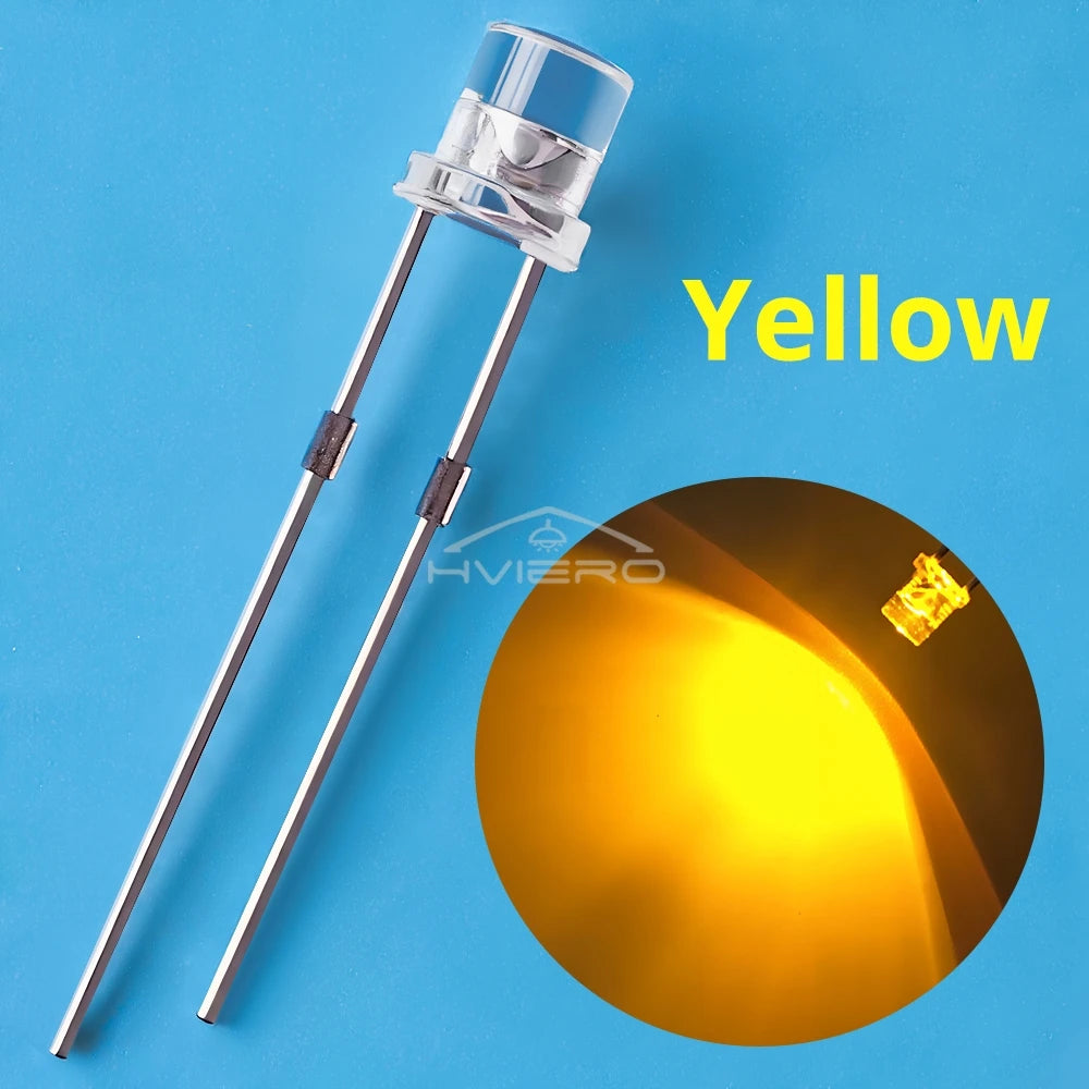 3mm Flat Top LED Diodes 100/200Pcs | Ultra Bright Wide Angle