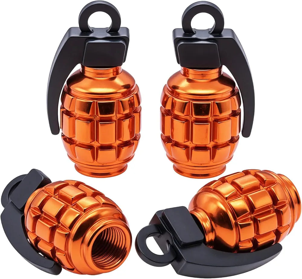 4PCS Colorful Tire Valve Stem Caps, Aluminium Alloy Tire Valve Stem Covers Universal Car Wheel Tire Valve Caps for Cars Trucks Oasis Select Orange-4Pcs