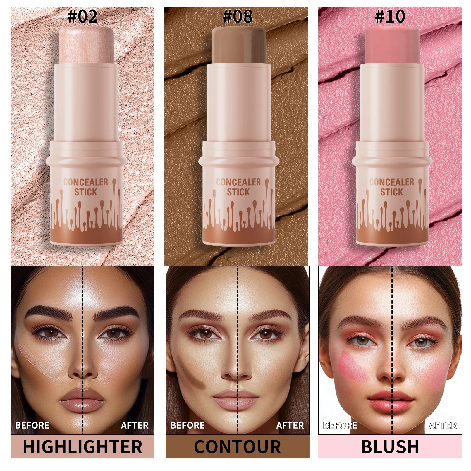 Hello Kiss Contour & Highlight Stick Set – Matte Waterproof