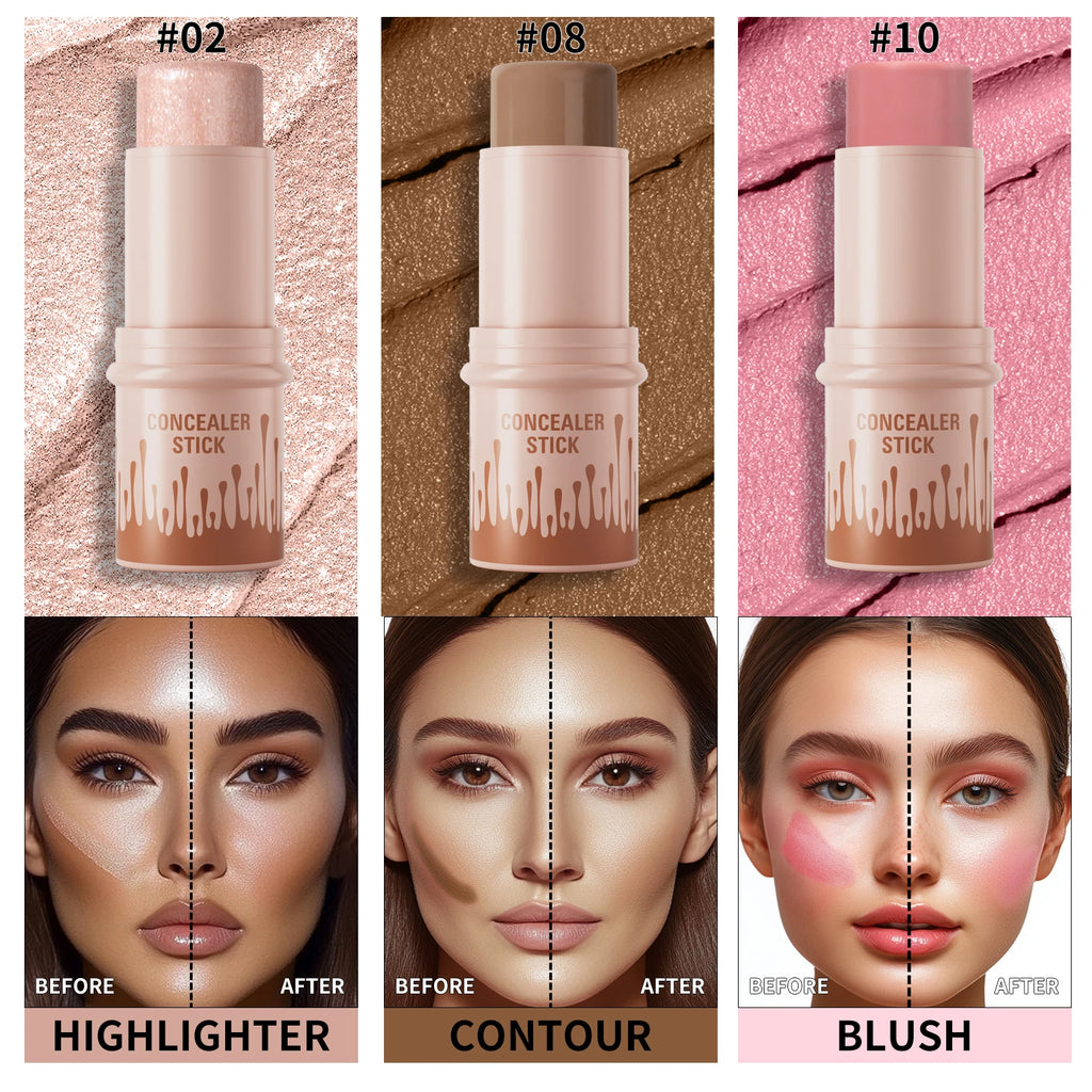 Hello Kiss 3-Piece Cream Contour Set – Contour, Highlight & Blush