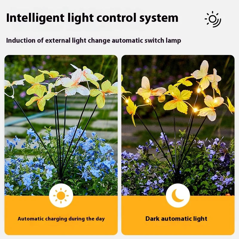 Solar-powered Butterfly Ground Insert Light, Artificial Flower Butterfly Light, Outdoor Waterproof Garden Lawn LED Light Oasis Select