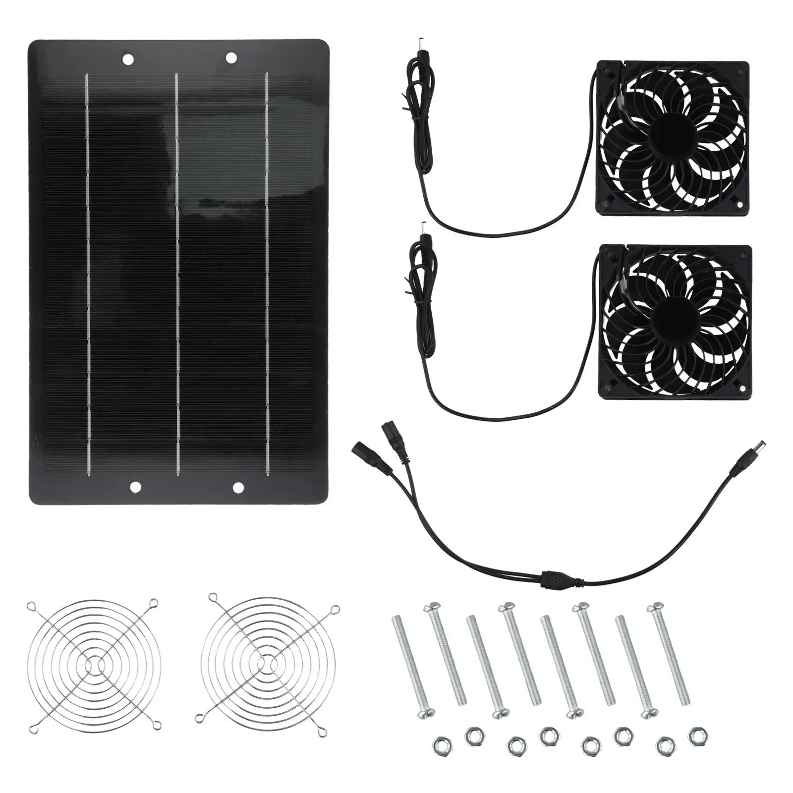 120*120*25mm Solar Powered Exhaust Fan Dual Fan Solar Panel Kit Epoxy Resin Lamination IP65 Waterproof 3000 Rpm Speed Oasis Select