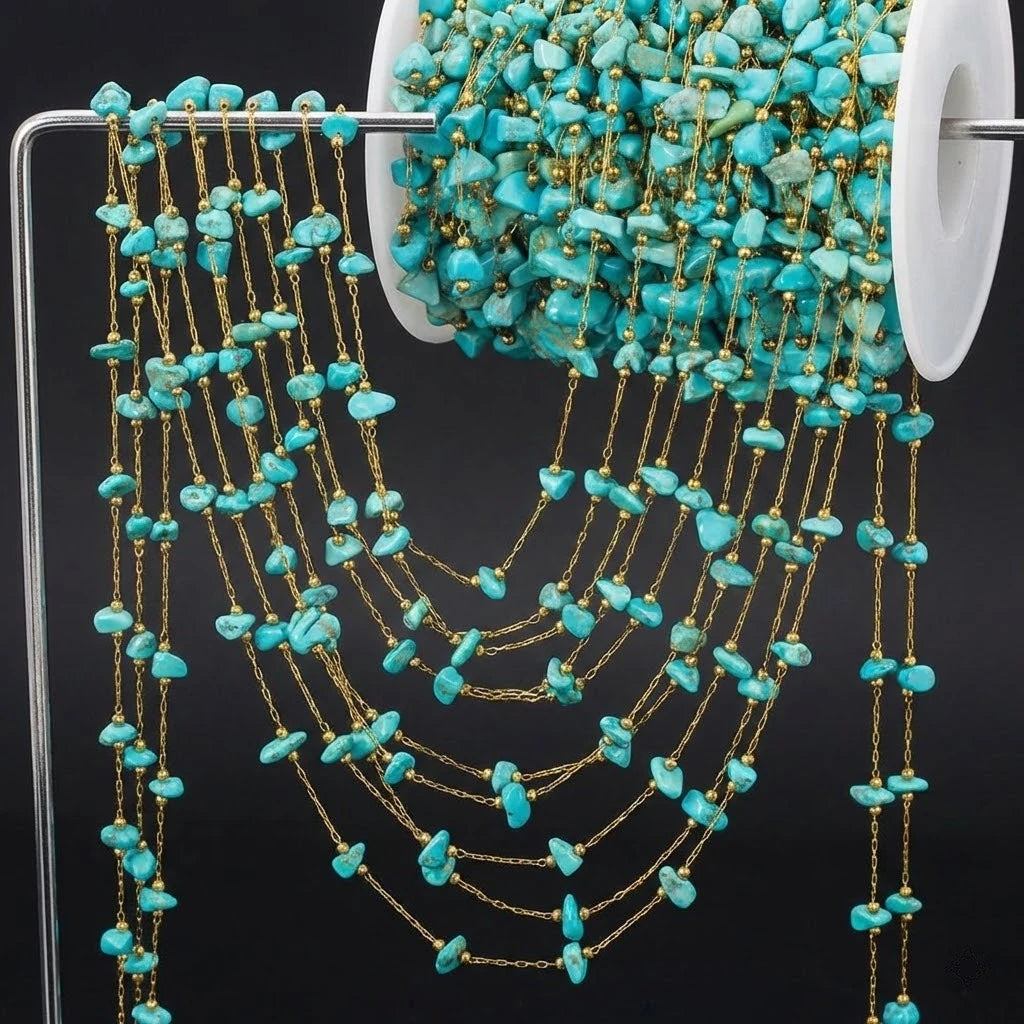 1meter Gold Plated Stainless Steel Chain Natural Raw Healing Crystal Points Gemstone Beaded Charms for Jewelry Making DIY Crafts Oasis Select