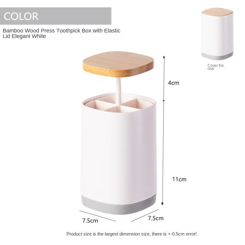 Household creative press-type toothpick box large-capacity grid toothpick tube simple personality toothpick storage tube Oasis Select White