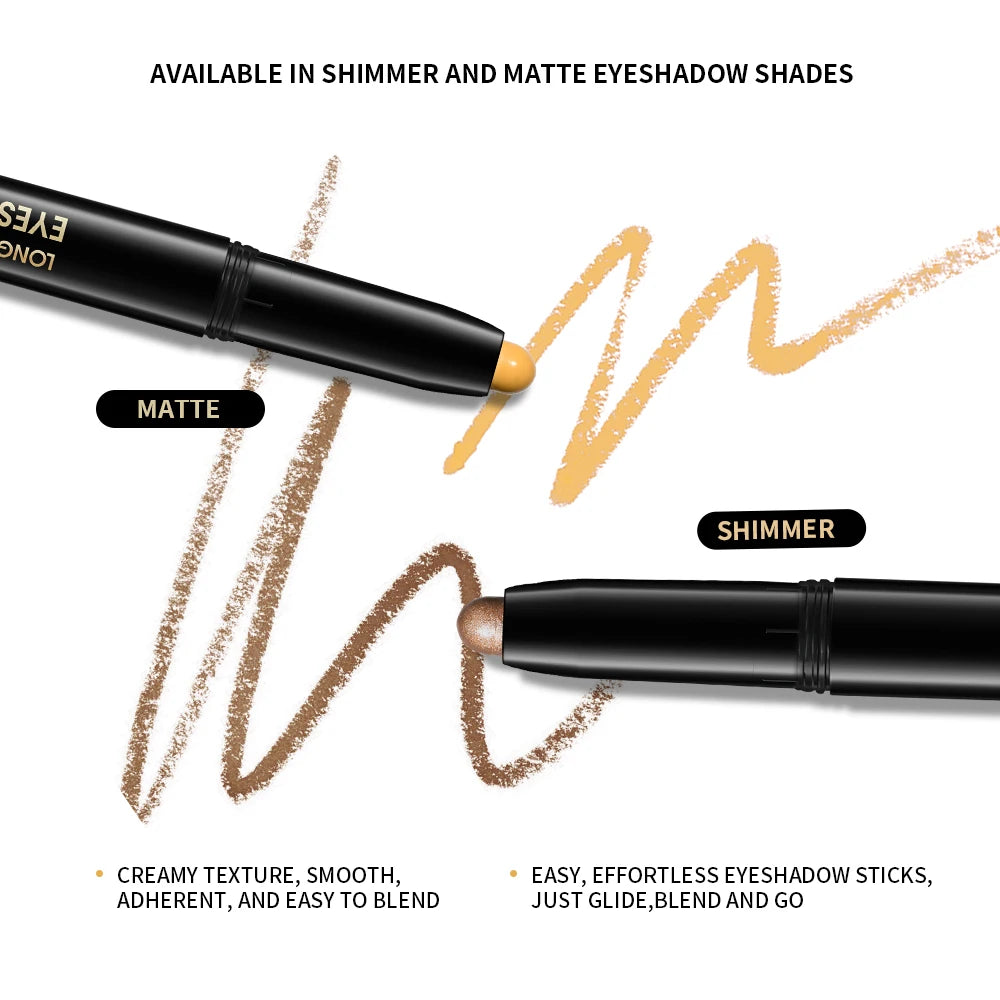 12 Colors Eyeshadow Pencil Stick Shimmer And Matte Waterproof Metallic Glitter Eye Shadow Highlighter Pencil Eyeshadow Cosmetics Oasis Select