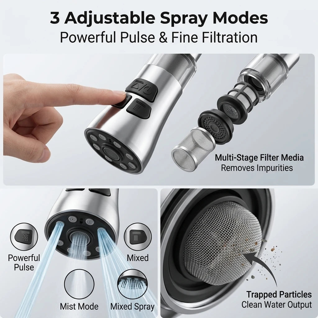 Kitchen Faucet Extender With Filter Function Universal 720° Rotate Aerator Splash Filter Washbasin Faucet Bubbler Nozzle Aerator Oasis Select