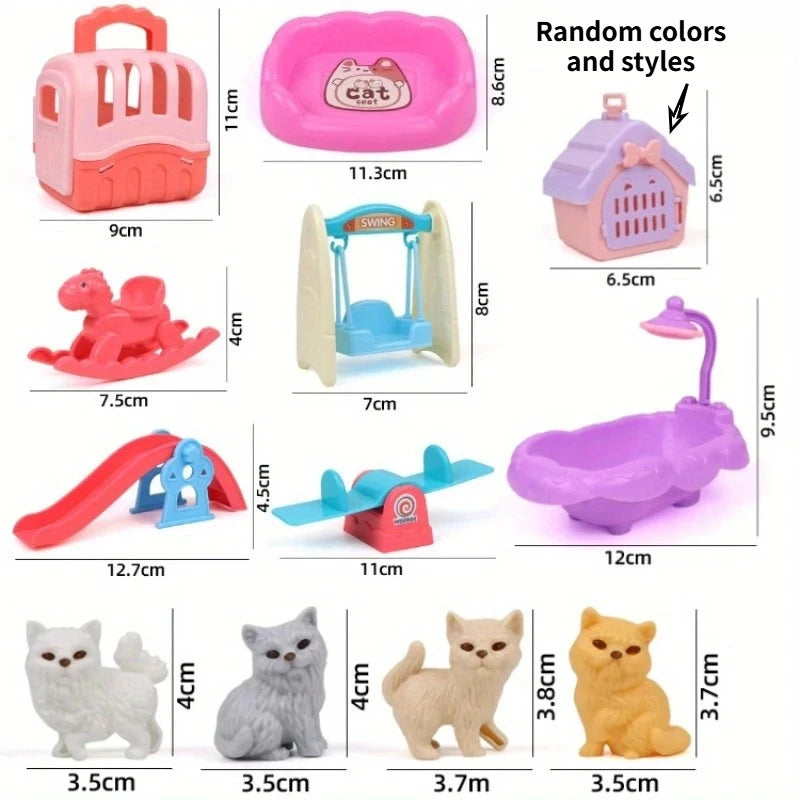 1 Set Cute Dog Pet Basket Toy,Dog Doll & Cage Accessories Scene Play,Family Christmas Thanksgiving Gift (Random Color) Miniature Oasis Select