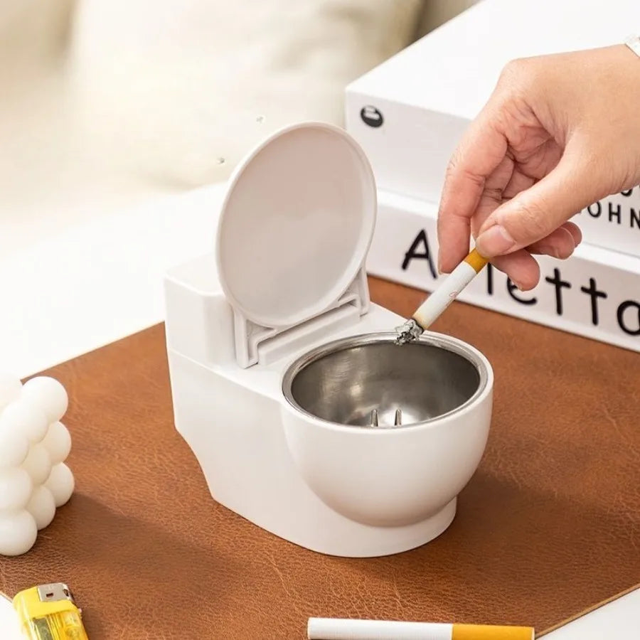 Creative Ashtray Toilet Shaped with Lid Bathroom Wall Mounted Detachable Ashtray Anti Drop Thick Desktop Ashtray Storage Box ﻿ Oasis Select