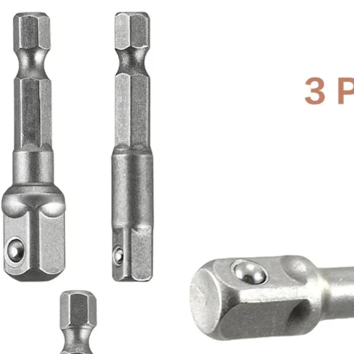 3Pcs Drill Socket Adapter Impact Drill Extension Drill Bits Bar Socket Adapter 1/4 3/8 1/2 Size Hex Shank Square Head Drill Bit Oasis Select