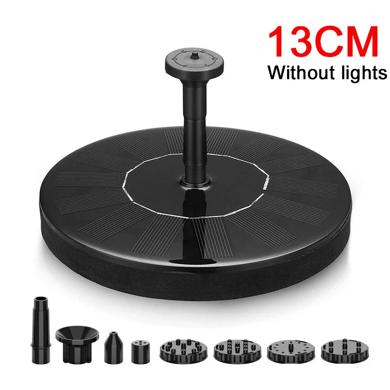 Solar Fountain Color 7 LED Light Solar Rotating Fountain 3W 6 Nozzle Water Pump Outdoors Bird Bath Garden Floating DIY Cistern Oasis Select 13CM No lights
