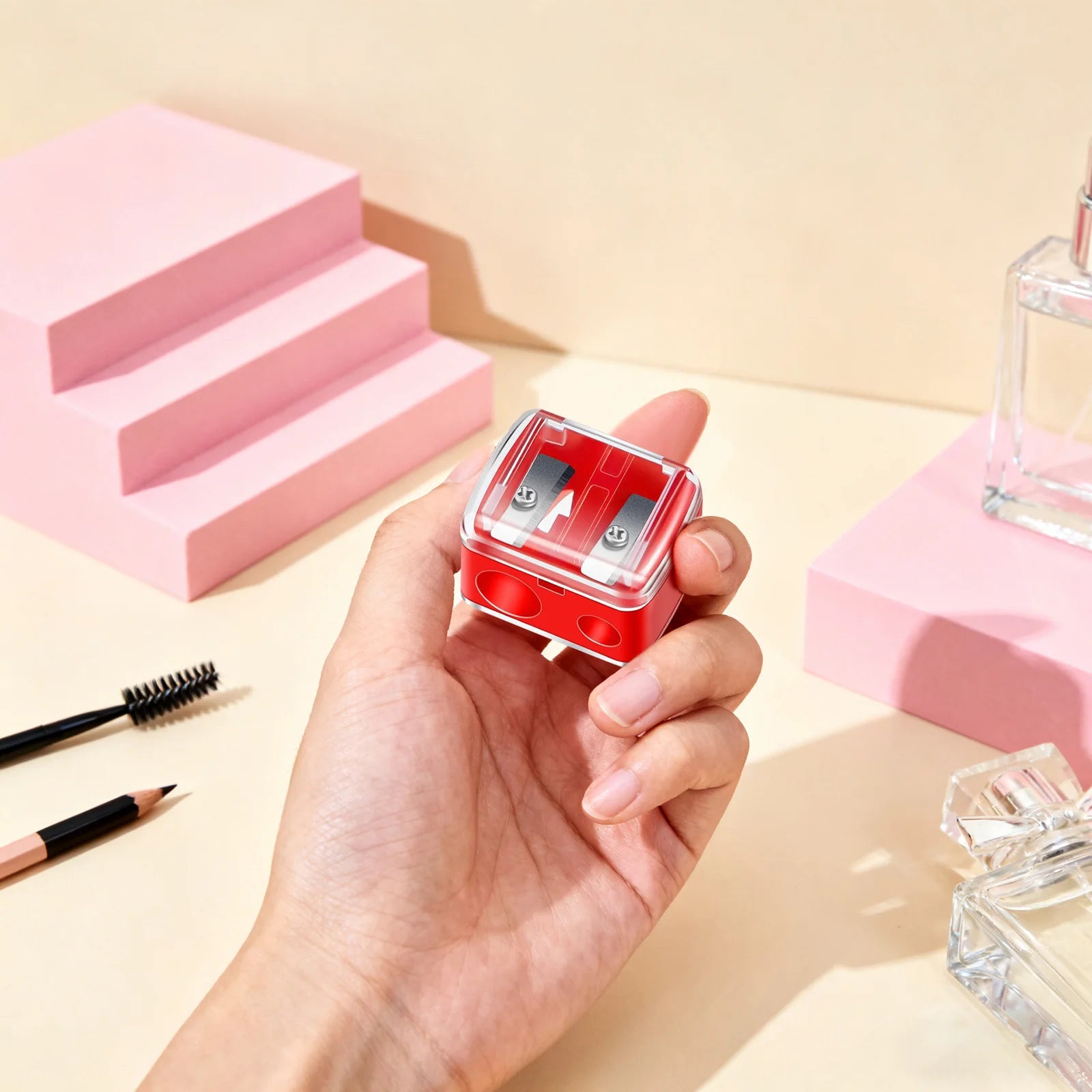 2-in-1 Double Hole Makeup Pencil Sharpener – Eyebrow & Liner Makeup Pencil Sharpener Oasis Select
