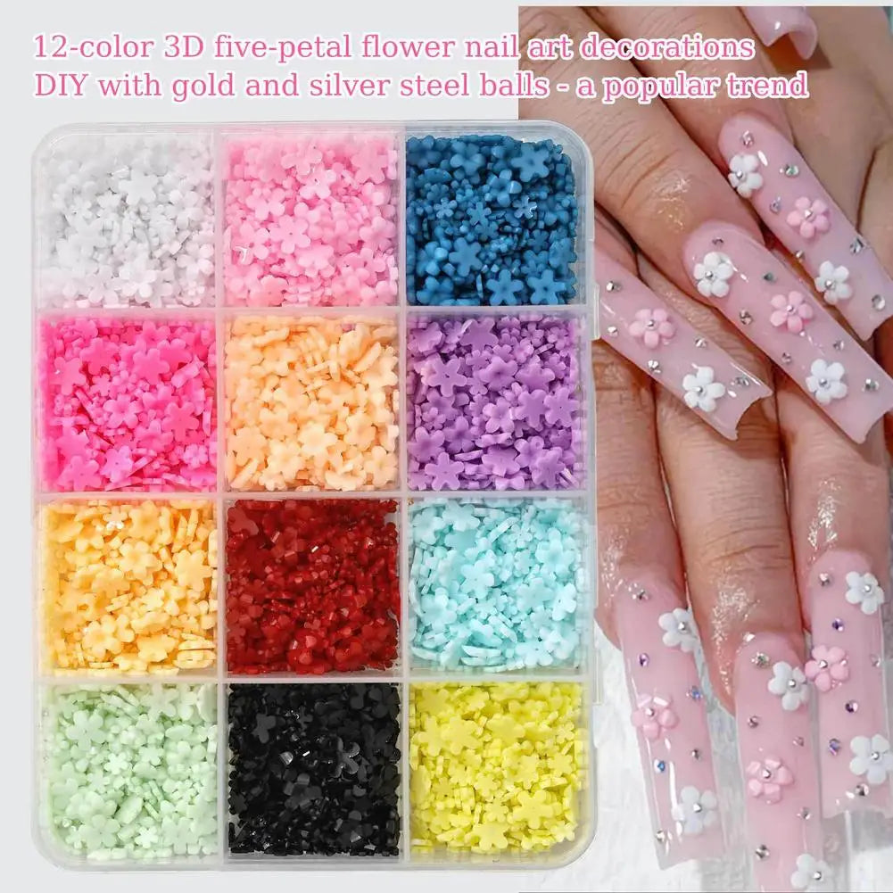 3D Acrylic Flower Nail Charms – Floral DIY Nail Art Decor Set Nail Art Charms Oasis Select