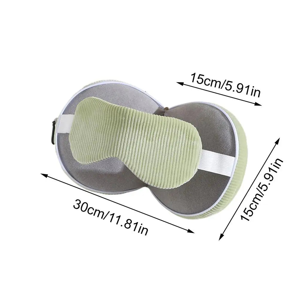 Travel Neck Pillow 2 in 1 Eye Mask Pillow Foldable Multifunctional Travel Pillow Light-blocking With Storage Hook Neck Pillows Oasis Select Green