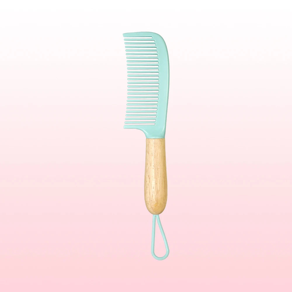 Wide-Tooth Detangling Comb with Oak Handle | All Hair Types Hair Detangling Comb Oasis Select TY3070-green-02