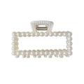 Fashion Square Pearl Claw Clip Elegant Hair Accessory Geometric Hairpin for Women Girls Daily Hair Styling Clips Oasis Select White