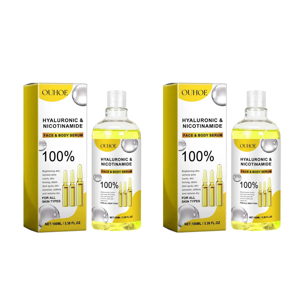 Hyaluronic Acid & Nicotinamide Face Serum – Brighten & Firm Face & Body Serum Oasis Select 2 x 100ml Boxed