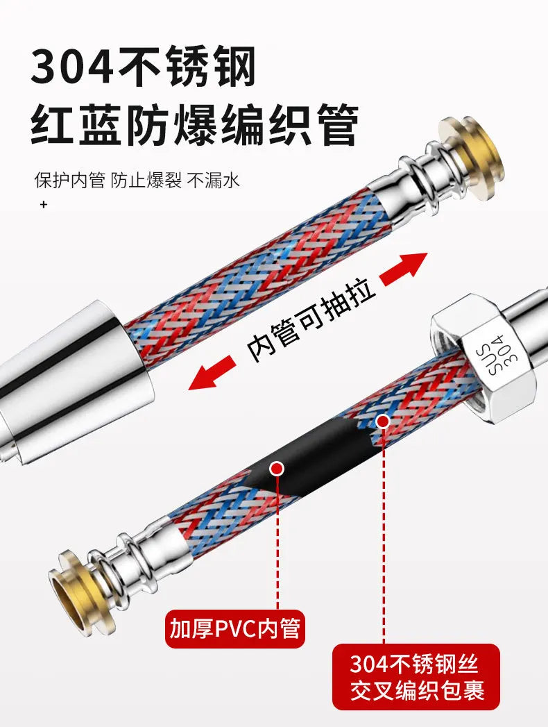 New 1.5/2/3M Black Stainless Steel Braided Inner Pipe Flexible Shower Hose Explosion-proof Bathroom Extension Shower Tube Oasis Select