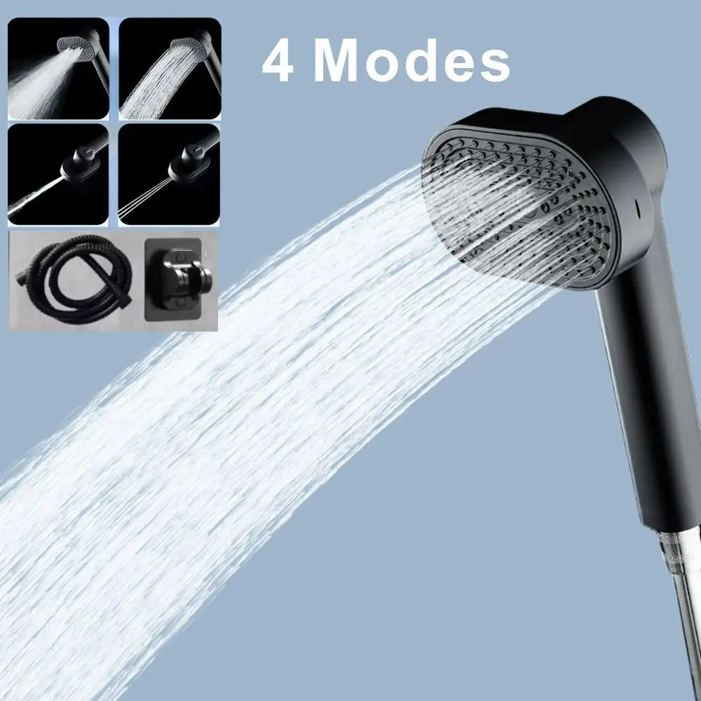 130MM High Pressure 360° Rotation 4 Modes Shower Head with Hose Water Saving One-Key Stop Spray Nozzle Bathroom Accessories Oasis Select