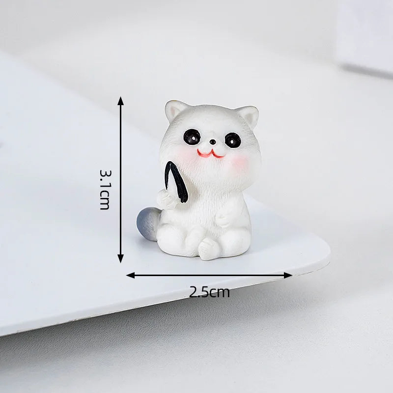 Naughty Resin Small Cat Figurine Mini Cartoon Kitten Ornaments 3D Cat Desktop Decoration Creative Car Mounted Figurines Oasis Select Style H
