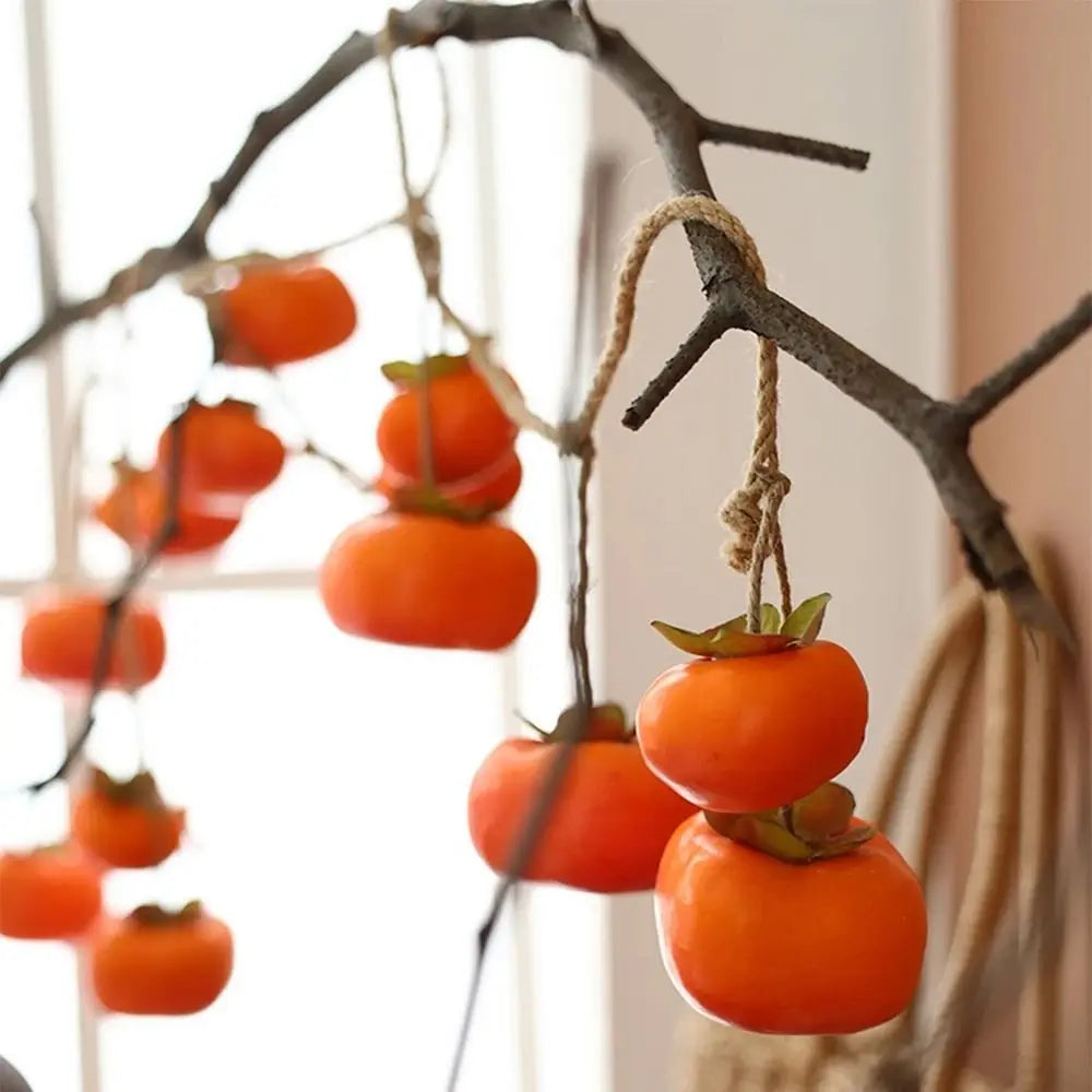8 Fruit Simulation Persimmon Fruit 80cm Orange Artificial Persimmon Wall Hanging Plastic Persimmon Pendant Ceiling Decoration Oasis Select Orange