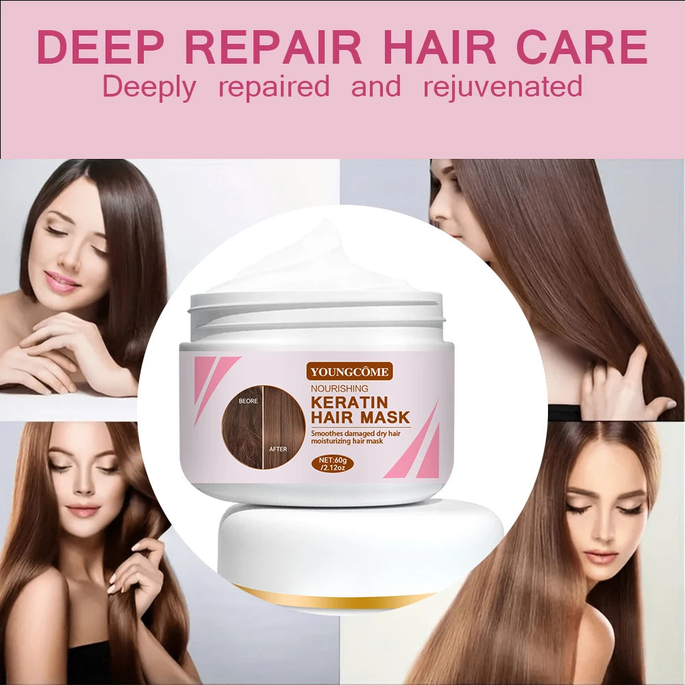 Keratin Collagen Hair Mask Magical Straighten Repair Dry Frizzy Damaged Treat Cream Pro Soft Smooth Shiny Deep Moisturizing Care Oasis Select