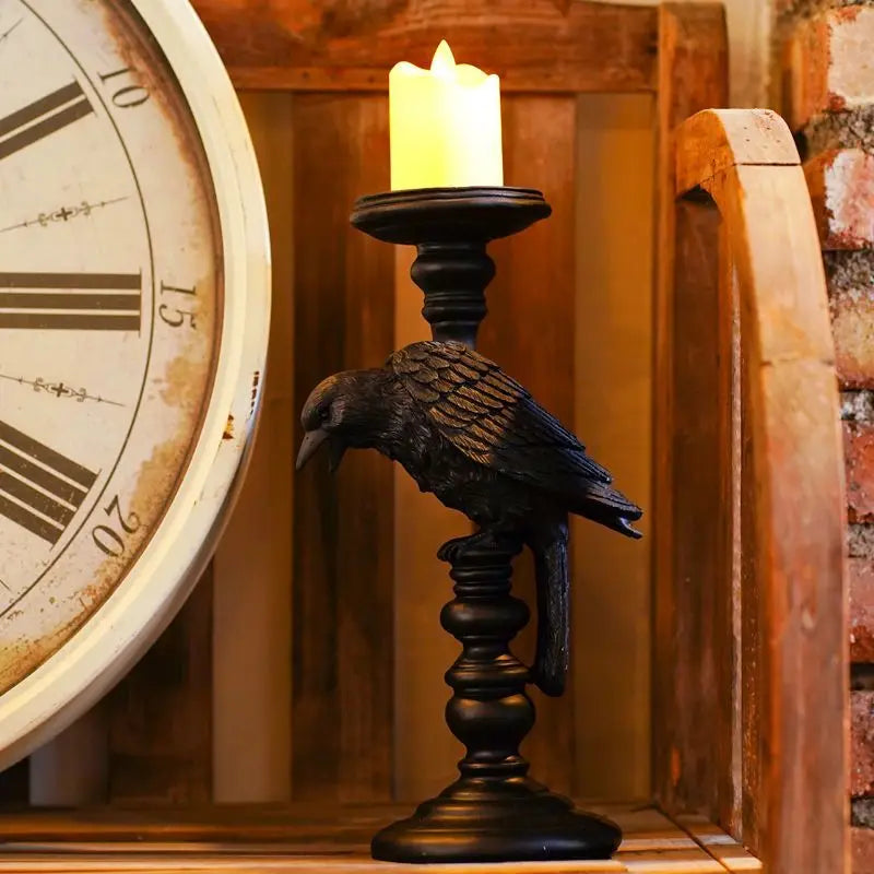 Diablo Halloween Crow Candlestick Decorative Ornaments Birthday Gift Couple Gift Home Desktop Resin Ornaments Candle Holders Oasis Select