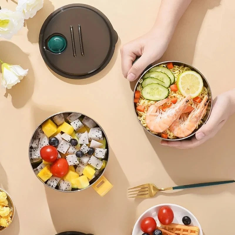 1pcs Ramen Bowl with Handle & Lid Cute Anti-Scald Instant Noodle Soup Bowl Kawaii Tableware for Student Dormitory Oasis Select