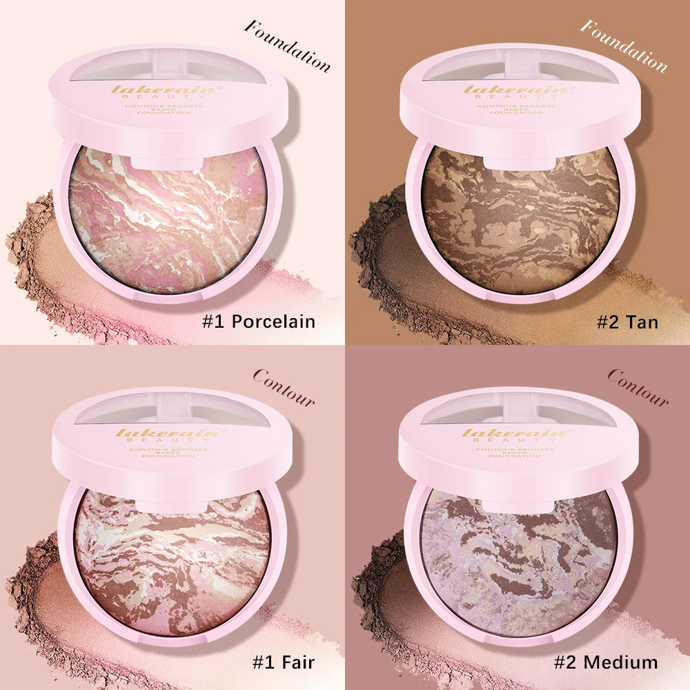 Baked Powder Foundation Oil Control Setting Makeup Pressed Powder Cake Bronzer Glow Face Contouring Shimmer Contour Oasis Select